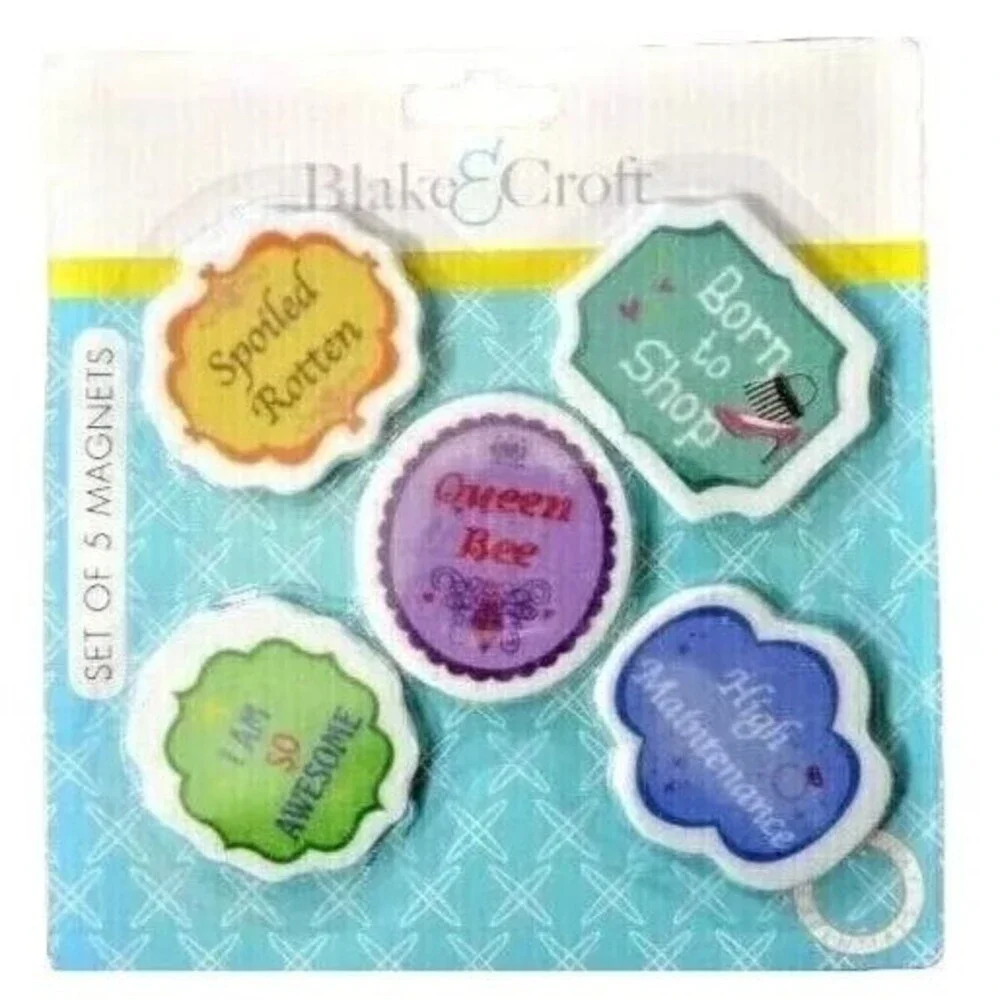 Refrigerator Magnets 5-pc Spoiled Rotten Born to Shop So Awesome Queen Bee Gift